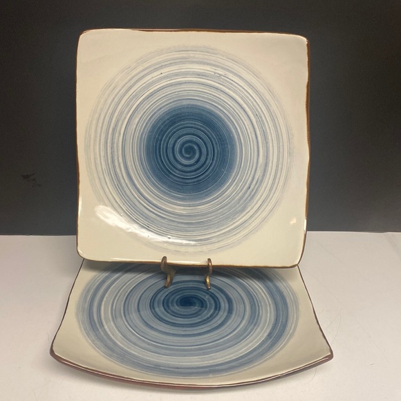 Euro Ceramics Inc Square Dinner Plates Set of Two 10.5”D - Picture 1 of 17